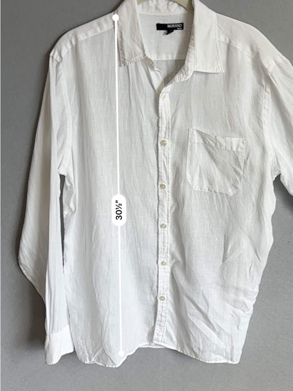 Murano White Long-Sleeve 100% Linen Casual Button-Down Shirt or Coverup sz M - Picture 6 of 7